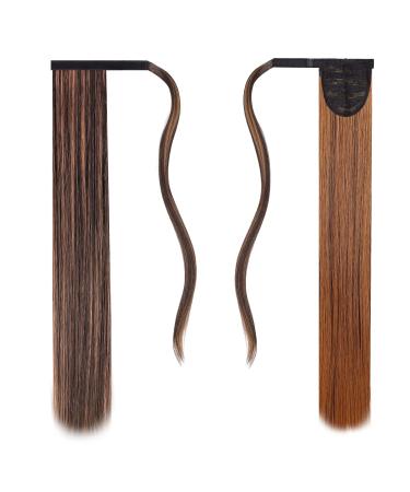 Jjstar 70 cm Smooth Ponytail Hair Extensions - Synthetic Braid for Women & Girls - Dark Brown & Golden - Buy Online on GoSupps.com