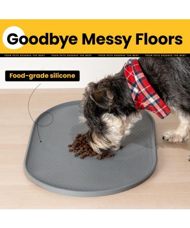 Conlun Gray Bowl Pad for Dogs & Cats - BPA-Free Silicone Mat with High Edges 81x51 cm - Spill-Resistant Feed & Water Mat - Buy Online on GoSupps.com