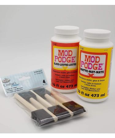 Mod Podge Decoupage Kit, 2x 16oz Bottles Matte Gloss Sealer/Glue with 4 Foam Brushes - Buy Online on GoSupps.com