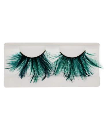 EMILYSTORES Green Faux-Feather Costume Eye Lashes For Halloween Dramatic Eyelashes Party Looking 1 Pair 1 Pair (Pack of 1)