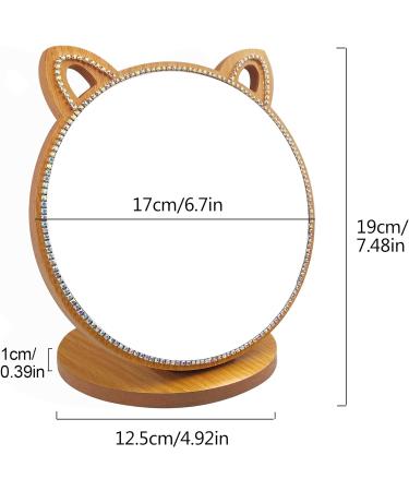 Louphee Cute Cat Vanity Makeup Mirror with Crystal Rhinestone Diamond - 6.7 Inch - Buy Online on GoSupps.com