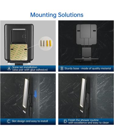 Fogless Shower Mirror 6.2x8 with Squeegee | Dimmable Lighting & Two Mounting Options | Ideal for Shaving | Black - Buy Online on GoSupps.com