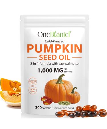 FANSHI Pumpkin Seed Oil Capsules 1000mg with Saw Palmetto - 300 Softgels for Hair & Urinary Support - 2-in-1 Formula, Rich in Zinc & Omega Fatty Acids - Easy-to-Swallow