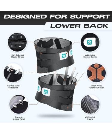 Back Brace for Lower Back Pain Relief | 4D Stretch Lumbar Support Belt for Herniated Disc & Sciatica | Large Size (Waist 27.3 - 33.8) | Men & Women - Buy Online on GoSupps.com
