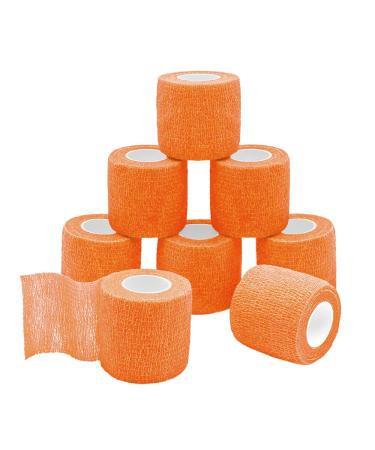 Qigui 8 roles self -adhering cohesive bandage liability bandage Association Fixing association Elastic bandage pavement association for fingers hand toes and feet 5cm x 4.5m (orange)