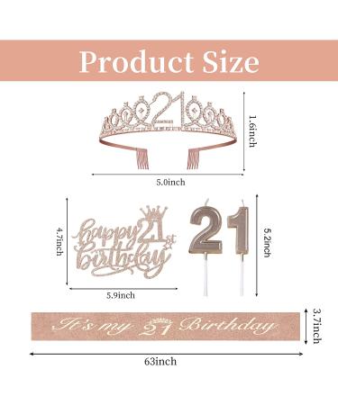 21st Birthday Decorations for Her - Sash, Cake Topper, Crown, Candles | Gift Set for Women - Buy Online on GoSupps.com