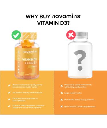 Novomins Vitamin D Gummies - High Strength 4000 IU Chewable Vegetarian Vitamins - Buy Online on GoSupps.com