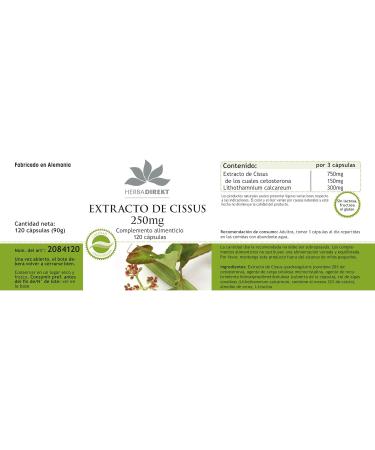 Cissus Extract 250mg 20% Ketosterones Vegan Capsules - 120 Count | Herbadirekt - Buy Online on GoSupps.com