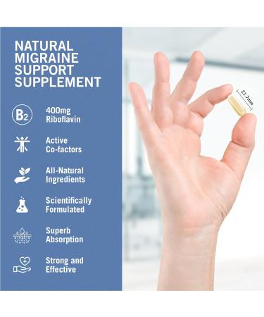 Migraine Peace: Riboflavin 400mg Relief Tablets with Co-Factors for Superb Absorption - 60 Vegan Capsules - Buy Online on GoSupps.com