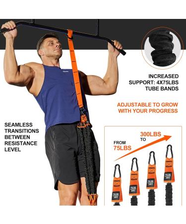 Pull Up Assistance Bands Set - 4 Heavy Duty 300lbs Resistance Bands for Home Gym | Adjustable Weight & Footrest for Enhanced Strength Training - Buy Online on GoSupps.com