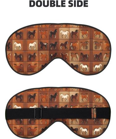 Brown Horse Print Unisex Sleep Eye Mask | Soft Comfort Eye Shade for Travel Yoga & Shift Work - Buy Online on GoSupps.com