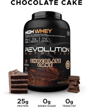 Revolution Nutrition High Whey Protein Powder Whey Isolate Superior Formula Gluten Free Lean Muscle Mass For Men & Women 25g of Protein Per Scoop 908 g 24 Servings (Chocolate Cake 2 Pound) Chocolate Cake 2 Pound - Buy Online on GoSupps.com