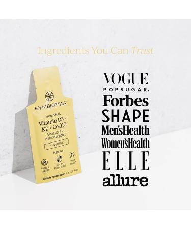 CYMBIOTIKA Liposomal Vitamin D3 + K2 + CoQ10 Liquid Supplement Enhanced Absorption Joint + Bone Health Immune Support Heart Health Gluten Free Soy Free Plant-Based 28 5 mL Packets - Buy Online on GoSupps.com