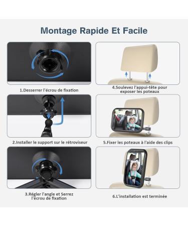 Vinabo Baby Car Mirror - 360 Rotatable Safety Mirror with Hook Clip | Essential Stroller Accessory for Young Parents - Buy Online on GoSupps.com