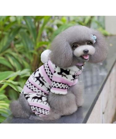 Ranphy Soft Velvet Reindeer Hoodie Sweater for Small Dogs & Cats - Cozy Jumpsuit for Male & Female Puppies - XXL Size (Back: 40cm Chest: 52cm) in Rose - Buy Online on GoSupps.com