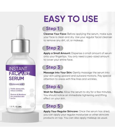 Instant Face Lift Serum 30ML Long-Lasting Lifting Serum for Face and Neck Immediate Tightening Reduces Fine Lines Firms Sagging Skin White - Buy Online on GoSupps.com