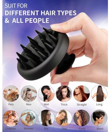 2-Pack Silicone Scalp Massager Shampoo Brush - Hair Growth & Dandruff Treatment - Wet/Dry Hair Massager for Women & Kids - Salmon Pink/Black - Buy Online on GoSupps.com