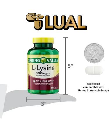 Spring Valley L-Lysine 1000mg Tablets | Immune Support Supplement | 100 Tablets Bundle with Diabetic Support Guide - Boost Health with Lysine - Buy Online on GoSupps.com