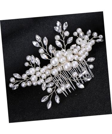 FRCOLOR 1PC wedding headpiece for bride metal hair claw clips Wedding Hair Jewelry Wedding Hair Pin pearl headpiece pearl hair clip Bride Hair Comb Wedding dress bridesmaid crystal - Buy Online on GoSupps.com