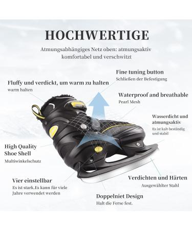 Adjustable Ice Skates for All - Stainless Steel Ice Skating Shoes with Quick Lace-Up & Push-Lock Buckle | Unisex Sizes (42-45) - Buy Online on GoSupps.com