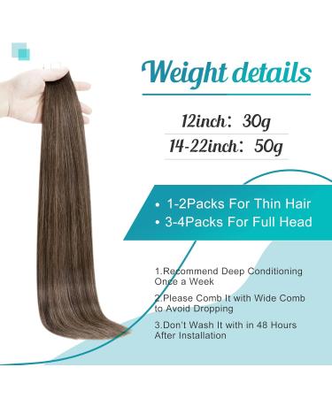 FSHINE Tape In Hair Extensions - Real Hair Balayage Dark Brown & Medium Brown 20 Pieces 35cm #2/6/3 & #2/6/2 - Buy Online on GoSupps.com