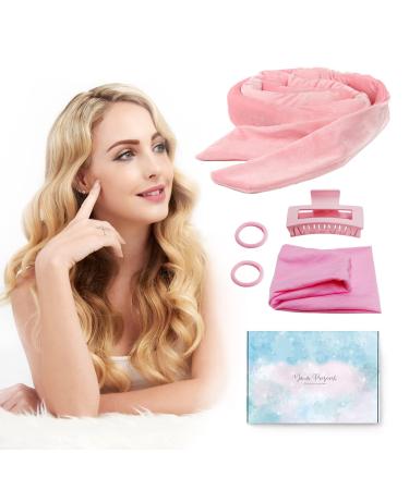 Heatless Hair Curler For Long Hair Curls - 61" Extra Long Heatless Curling Rod Headband, Velour No Heat Curling Ribbon Kit You Can Sleep In Soft Cotton Curling Ribbon Overnight For Women(Pink)