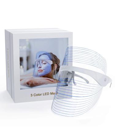 LED Light Facial Mask, 3 Colors Light Facial Photon Beauty Device for Facial Rejuvenation, Anti-Aging