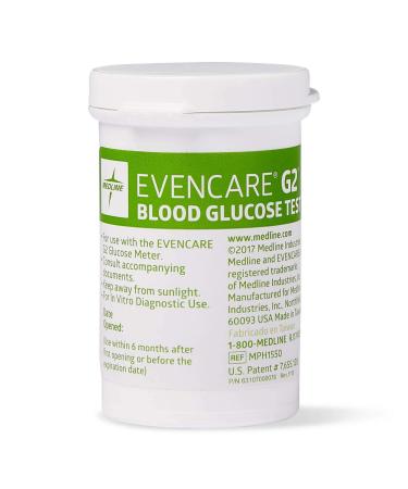 Medline EvenCare G2 Blood Glucose Test Strips - 6 Second Results - 50 Count (Pack of 12) - Buy Online on GoSupps.com