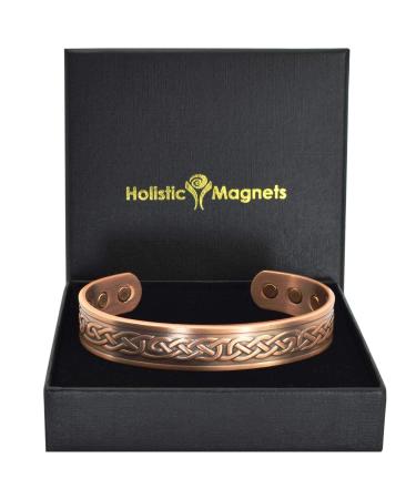 Copper Magnetic Bracelet Men Women Celtic Copper Bangle Cuff Magnetic Band Copper Magnetic Jewellery Holistic Neodymium Magnets-CEK (M: Wrist 16.5-19.5cm/6.5-7.7")