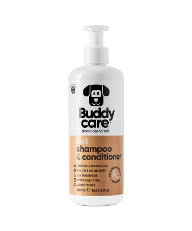 BuddyCare 2in1 Shampoo & Conditioner practical dog shampoo and conditioner in one - with aloe vera and pro -vitamin B5 (500ml) 2in1 shampoo and conditioner 500ml - Buy Online on GoSupps.com