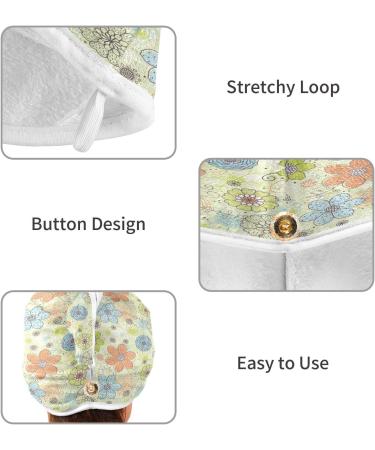 Vintage Daisy Flower Dry Hair Cap | 2 Piece Quick Drying Towel Set with Button Headband | Super Absorbent & Soft for Comfortable Use - Shop Now - Buy Online on GoSupps.com