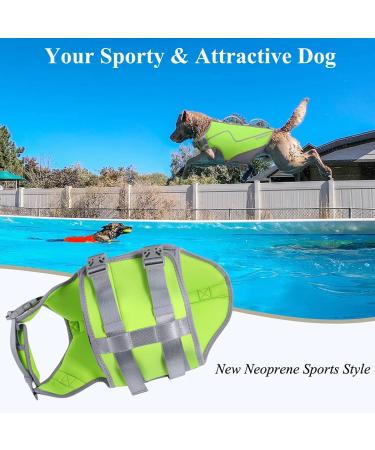 Vivaglory Sporty Neoprene Dog Life Vest - Durable & Comfortable Pet Security Vest Green Large (64-76cm Chest) - Buy Online on GoSupps.com