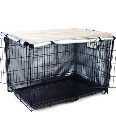 Kefit Durable Double Door Dog Crate Cover 48 inch Beige - Waterproof Anti-UV Kennel Cover for 36-48 inches Crate - Buy Online on GoSupps.com