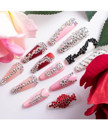 Pkouocry Rhinestone Nail Art for Nail Art 2800 Pieces Mix Sizes AB Rhinestone Gems Nail Art and Rhinestones for Nails/Clothes/Face/Crafts with Pick-Up Clip (2800) - Buy Online on GoSupps.com