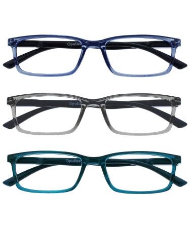Opulize sea glasses Blue light filter narrow frame spring hinges improve the sleep computer glasses gaming anti-reflective men B9 +2.00 diopters blue / gray / turquoise