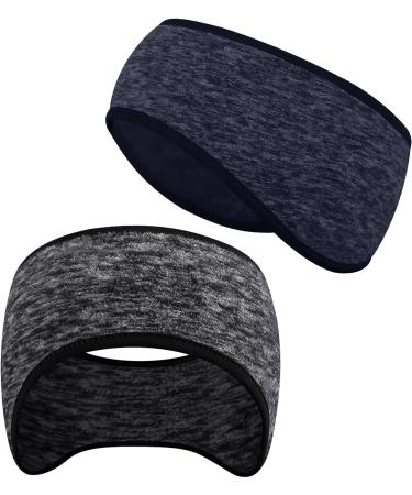 Savita 2 Pack Ear Warmers Headband - Moisture Wicking Thermal Sport Headbands for Winter - Gray and Dark Blue - Unisex - Buy Online on GoSupps.com