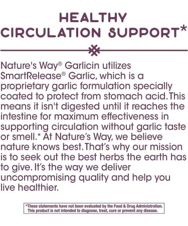 Nature's Way Garlicin Cardio 350mg - 180 Vegan Tablets for Heart Health - Buy Online on GoSupps.com
