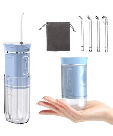 Portable Water Picks for Teeth Cleaning Cordless - Mini Travel Water Dental Flosser with Tempered Mirror Rechargeable Dental Floss Picks with Telescopic Water Tank IPX7 Waterproof Smart Floss