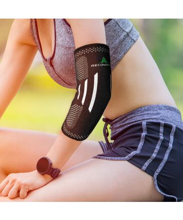 Elbow Support Sleeve - Elastic Compression Brace for Sports Pain Relief | Men & Women | Golf Tennis Basketball Football | Medium Size - Buy Online on GoSupps.com