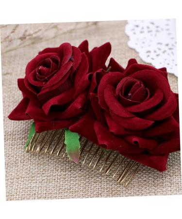 FRCOLOR Red Rose Garland Floral Hair Accessories Bridal Hair Pieces Floral Hair Comb Rose Hair Accessories Rose Flower Comb Fork Comb Wreath Wedding Headgear Flower Hair Accessories medium As Shown - Buy Online on GoSupps.com