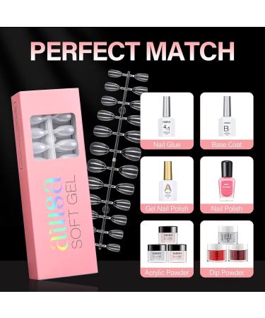 360PCS AILLSA Short Almond Nail Tips - Half Matte Soft Gel False Nails for DIY Press On Extensions - Clear Acrylic Gelly Tips - Valentine's Day Gift - 12 Sizes - Buy Online on GoSupps.com