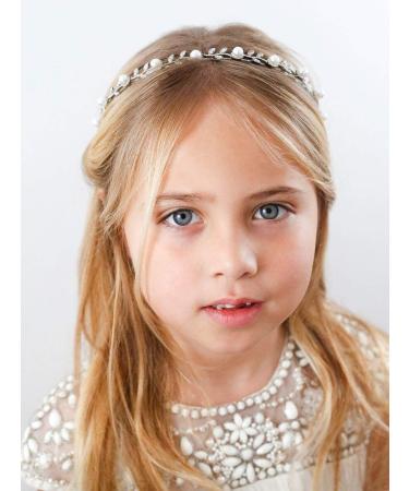 Silver Pearl Flower Girl Headpiece for Wedding & Birthday Party - SWEETV Princess Hair Accessory - Buy Online on GoSupps.com