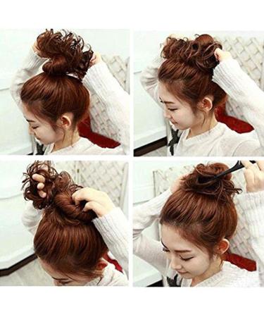 Buy Silk-Co Hair Part with Rubber Band - Wavy Soft Dutt Hair Extensions (25g) for Messy Bun Updos - Medium Brown & Dark Blonde - Buy Online on GoSupps.com