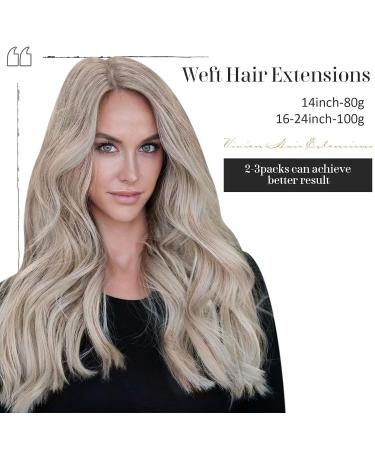 Buy Vivien Real Hair Extensions - Ash Blonde & Bleached Blonde 35cm (14 inch) - 80g Tresses for Safe Smooth Styling - Buy Online on GoSupps.com