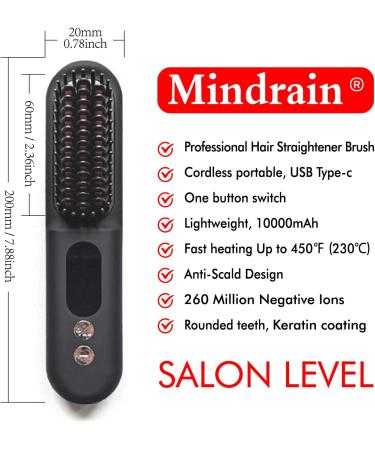 Buy Mini Cordless Hair Straightener Brush Pro+ | Portable Ionic Hot Comb 60 Mins Battery Life - Perfect for Travel & Gifts for Women - Buy Online on GoSupps.com