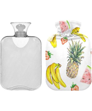 Naanle Banana Strawberry Pineapple Water Bottle | 1L Transparent Hot Water Bottle for Heat & Cold Therapy | Pain Relief & Comfort - Buy Online on GoSupps.com