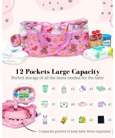 Adorable Baby Diaper Bag with Pink Teddy Bear Design - Buy Online on GoSupps.com