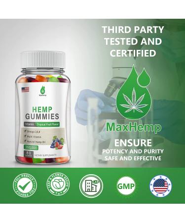 2 Pack Organic Hemp Gummies 350,000 Extra Strength with Pure Hemp Oil Extract - Vegan Edible Bear Candy Made in USA - Buy Online on GoSupps.com