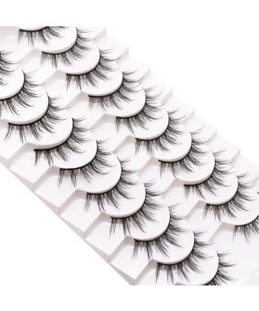 Losha Manga Lashes Fluffy Faux Mink Lashes Natural Look 10 Pairs Asian False Eyelashes Pack Look Like Individual Clusters| 6D75 Cotton Band Lashes-Manga lashes-6D75 - Buy Online on GoSupps.com