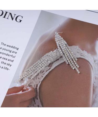 Shop Vintage Rhinestone Chandelier Tassel Earrings | Crystal Drop Earrings & Gold Tennis Chain Jewelry for Women - Buy Online on GoSupps.com